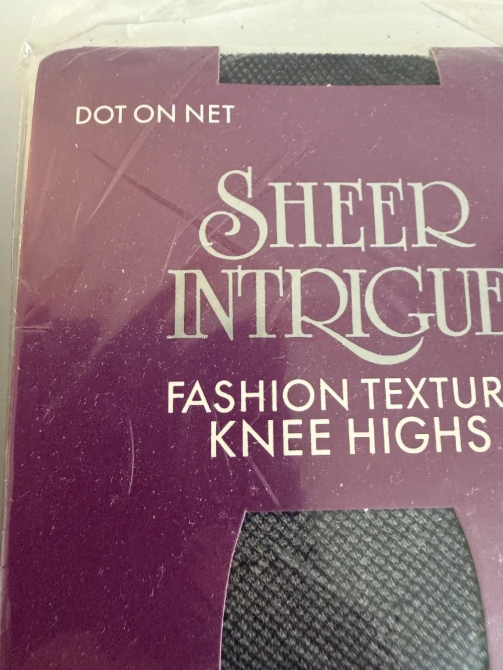 Lot of 4 Sheer Intrigue Fashion Texture Knee Highs Black Sheer Fishnet Patten